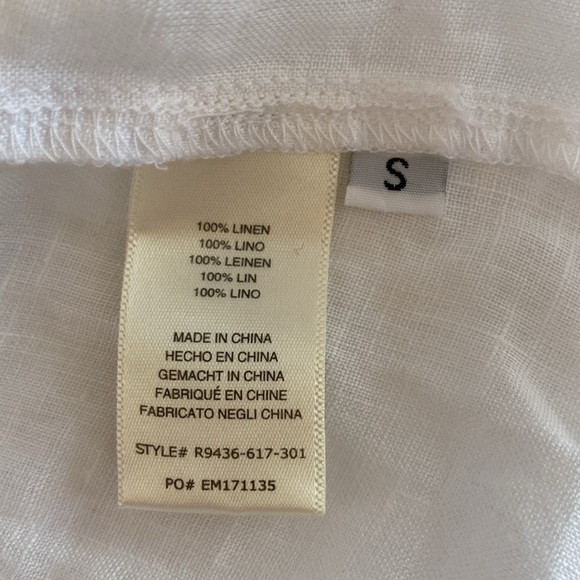 New Cloth & Stone Linen Top White Size Small Short Sleeve Relaxed Fit Women - Picture 7 of 10